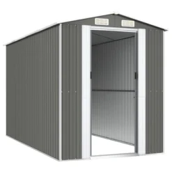 VidaXL Garden Shed Light Gray Galvanized Steel Large Garden Shed - 75.6" X 140.6" X 87.8" -All Patio Furniture GUEST 4bb5b50a 9df1 4761 8282 584a1ccb2acf