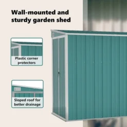 VidaXL Storage Shed Wall-mounted Garden Shed For Backyard Galvanized Steel - Green 46.5" X 113.4" X 70.1" -All Patio Furniture GUEST 4ce1426f 51a5 4766 a82d de4acccafadc