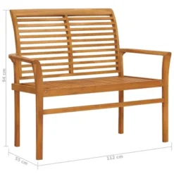 VidaXL Solid Teak Wood Patio Bench - Fine Sanded Outdoor Seating - Refined, Weather-Resistant Garden Furniture - Warm Color Finish - 44.1" -All Patio Furniture GUEST 4de0aa9e 3926 4ab9 bbd0 8a643e0d6ab5