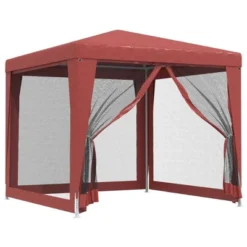 VidaXL Durable Party Tent With UV-Resistant Roof And 4 Mesh Sidewalls, Heavy-Duty Iron Frame - Red - High-Density Polyethylene (HDPE) Material -All Patio Furniture GUEST 4e45faf2 14a0 43a8 80fb ad6148099139