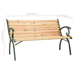 VidaXL Solid Firwood And Cast Iron Patio Bench, 48.4" Nostalgic Design Outdoor Furniture, Stable & Durable, Ideal For Garden Or Patio - Brown -All Patio Furniture GUEST 4f02d6bd d9f4 45fa 8553 069c2f4c11b8