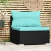 VidaXL Garden Middle Sofa Black PE Rattan, Powder-coated Steel, Fabric -All Patio Furniture GUEST 4fda98a3 c484 4e1c ae33 387fb9ca3223