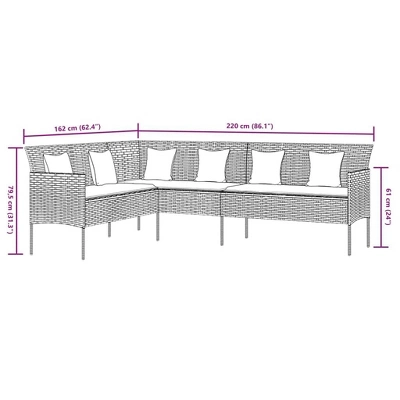 VidaXL Black Poly Rattan Patio Dining Set - Outdoor Conversation Furniture With Cushions, Powder-Coated Steel Frame 9 VidaXL Black Poly Rattan Patio Dining Set - Outdoor Conversation Furniture With Cushions, Powder-Coated Steel Frame - Image 7