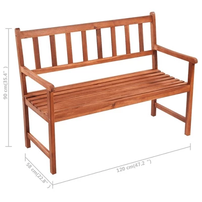 VidaXL Outdoor Patio Bench Wooden Garden Bench With Cushion Solid Wood Acacia - Blue 47.2" X 19.7" X 2.8" 10 VidaXL Outdoor Patio Bench Wooden Garden Bench With Cushion Solid Wood Acacia - Blue 47.2" X 19.7" X 2.8" - Image 8