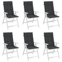 VidaXL Highback Chair Cushion Set Of 6 Black 100% Polyester -All Patio Furniture GUEST 50e31c01 d5a3 499a 983f bbcb00a878bb