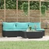 VidaXL Patio Lounge Set - 4 Piece Black Poly Rattan Outdoor Furniture With Aqua Cushions - Includes Coffee Table -All Patio Furniture GUEST 51320f62 7ff0 4329 83d8 938c6ef4007e