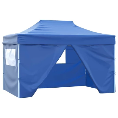 VidaXL Party Tent Steel Blue 600D Oxford Fabric With PVC Coating 10x13 Ft 2 VidaXL Party Tent Steel Blue 600D Oxford Fabric With PVC Coating 10x13 Ft
