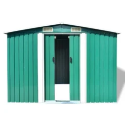 VidaXL Multi-Purpose Garden Storage Shed, Green Galvanized Steel, Spacious Outdoor Equipment Storage Unit With Excellent Ventilation, Easy Assembly -All Patio Furniture GUEST 527c02f0 d0df 4f63 ab79 46dee3ec27c9