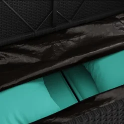 VidaXL Outdoor Loveseat Bench - Black PE Rattan, Padded Blue Cushions, Storage Under-Seat, Weather-Resistant, Garden/Patio Furniture, 44.5"x24"x34.3" 24 VidaXL Outdoor Loveseat Bench - Black PE Rattan, Padded Blue Cushions, Storage Under-Seat, Weather-Resistant, Garden/Patio Furniture, 44.5"x24"x34.3" -All Patio Furniture GUEST 53efcb70 c061 4ceb b790 f5c007953607