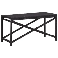 VidaXL Outdoor Patio Bench Outdoor Garden Bench With Steel Frame Poly Rattan - Black 31.5"