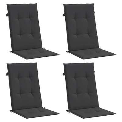 VidaXL Highback Chair Cushion Set Of 4 Black 100% Polyester 4 VidaXL Highback Chair Cushion Set Of 4 Black 100% Polyester - Image 2
