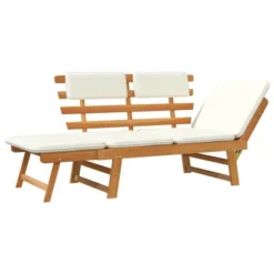 VidaXL Patio Bench Outdoor Garden Bench 2-in-1 Solid Wood Acacia - Brown And White 4 -All Patio Furniture GUEST 586daa88 94b6 4f74 8d2f 48e39304ffdc