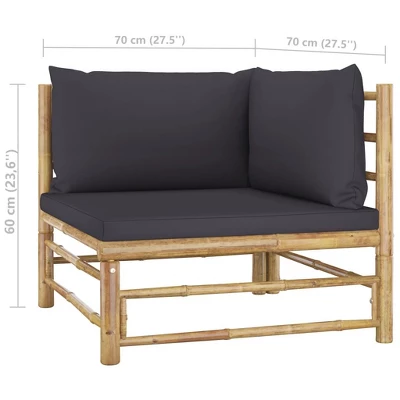 VidaXL Bamboo Patio Lounge Set With Dark Gray Cushions - 8 Piece Outdoor Furniture Collection - Modular Design For Variable Arrangements 12 VidaXL Bamboo Patio Lounge Set With Dark Gray Cushions - 8 Piece Outdoor Furniture Collection - Modular Design For Variable Arrangements - Image 10