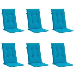 VidaXL Garden Highback Chair Cushions 6 Pcs Blue 47.2"x19.7"x1.2" Polyester, Indoor & Outdoor Use, Foam Fiber Filling -All Patio Furniture GUEST 58e72127 f690 4eb6 ad95 517ef2da9f61