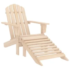 VidaXL Adirondack Chair Patio Adirondack Chair With Ottoman Solid Wood Fir - Light Wood