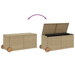VidaXL Garden Storage Box With Wheels Mix Beige 74.8 Gallon Poly Rattan -All Patio Furniture GUEST 599806b7 df83 4c4a 971c e801ad016468
