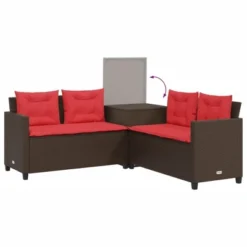 VidaXL Patio Sofa Set - L-Shaped Brown Poly Rattan Outdoor Seating With Side & Coffee Table, Tempered Glass Top, Cushions, Storage 20 VidaXL Patio Sofa Set - L-Shaped Brown Poly Rattan Outdoor Seating With Side & Coffee Table, Tempered Glass Top, Cushions, Storage -All Patio Furniture GUEST 59a975be 902b 4a36 afab 5712eca946c4