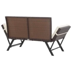 VidaXL Patio Bench With Cushions 69.3" Brown Poly Rattan - Brown -All Patio Furniture GUEST 59e17821 f2ab 4105 8994 b821d28e9109