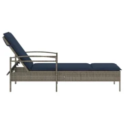 VidaXL Gray Poly Rattan Sun Lounger-Outdoor Chaise With Cushion, Adjustable Backrest, Washable Cover-24.8x78.7x24.4 Inches Patio Daybed -All Patio Furniture GUEST 59e2bf1e 02ed 4571 a0fd d11a4794d2b0