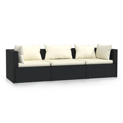 VidaXL 3-seater Sofa Black 10 VidaXL 3-seater Sofa Black - Image 8