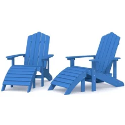 VidaXL Adirondack Chair Outdoor Lawn Adirondack Chair With Footstool HDPE - Aqua Blue 2x Armchair + 2x Footrest -All Patio Furniture GUEST 5a74d993 1b16 4f17 a380 9a1a8a02158d