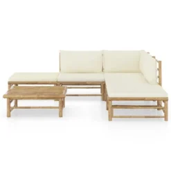 VidaXL 6-Piece Patio Lounge Set, Sturdy Bamboo Construction, Cream-White Cushions, Modular Design, Easy To Clean, Ideal For Outdoor Leisure -All Patio Furniture GUEST 5ad55842 21a2 4d08 a3a6 402fc69dd6ce