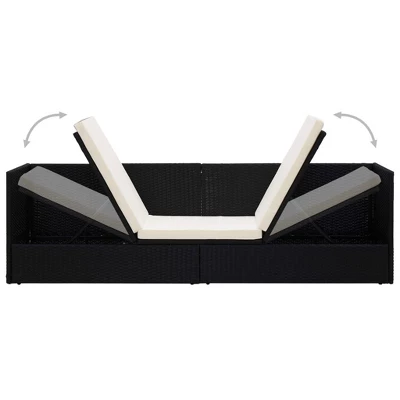 VidaXL Garden Bed Black, Cream White PE Rattan, Powder-Coated Steel 8 VidaXL Garden Bed Black, Cream White PE Rattan, Powder-Coated Steel - Image 6