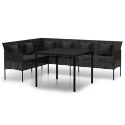 VidaXL Black Poly Rattan Patio Dining Set - Outdoor Conversation Furniture With Cushions, Powder-Coated Steel Frame 19 VidaXL Black Poly Rattan Patio Dining Set - Outdoor Conversation Furniture With Cushions, Powder-Coated Steel Frame -All Patio Furniture GUEST 5f4524f9 8534 4915 be97 3446b4b8ca73