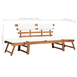 VidaXL Patio Bench Outdoor Garden Bench 2-in-1 Solid Wood Acacia - Brown And White 4 -All Patio Furniture GUEST 5f62d9bb 2bef 4a3d 80ff 16bdb58c4ee9