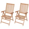 VidaXL Outdoor Recliner Chairs Patio Reclining Lounge Chair Solid Wood Teak - 2