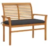 VidaXL Patio Bench With Cushion Seating For Outdoor Garden Solid Wood Teak - Anthracite