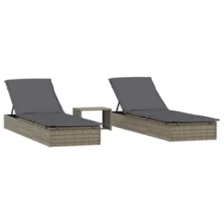 VidaXL - Gray Patio Daybed Set - Wicker Sunbeds With Table And Cushions For Outdoor/Poolside/Balcony -All Patio Furniture GUEST 60962b5a a891 4966 998a 76452d29a165