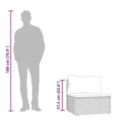 VidaXL Patio Middle Sofa Brown PE Rattan Medium Modular -All Patio Furniture GUEST 61492296 7278 4958 a718 7f33b2b839f9