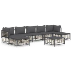 VidaXL 8 Piece Anthracite Patio Lounge Set With Cushions, Poly Rattan, Comfortable Outdoor Seating With Durable Tabletop & Flexible Modular Design -All Patio Furniture GUEST 61a94984 b8e2 464d 9f15 f8ce0f1d9f9a