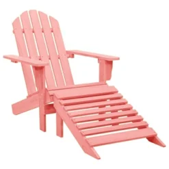 VidaXL Adirondack Chair Patio Adirondack Chair With Ottoman Solid Wood Fir - Pink