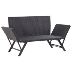 VidaXL Patio Bench Adjustable With Cushions For Outdoor Garden Poly Rattan - Black -All Patio Furniture GUEST 62e3fdc7 13c6 4ec4 bded b8f8fa4a4d20