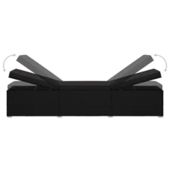 VidaXL Patio Sun Lounger Set - 3 Piece Poly Rattan Sunbed & Tea Table, Adjustable Chaise With Cushions For Garden, Patio, Poolside - Black -All Patio Furniture GUEST 62e6915f 24b5 4e8c 84cb 775e732da495