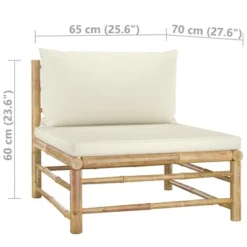 VidaXL 6-Piece Patio Lounge Set, Sturdy Bamboo Construction, Cream-White Cushions, Modular Design, Easy To Clean, Ideal For Outdoor Leisure -All Patio Furniture GUEST 63abd6b5 499a 40df 98e7 c22d8fd71beb