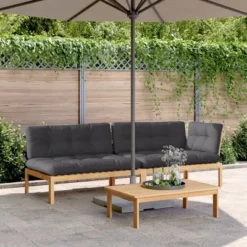 VidaXL Pallet Sofa Set Anthracite Solid Acacia Wood 3 Piece Modular