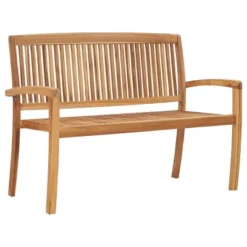 VidaXL Stacking Patio Bench With Cushion 50.6" Solid Teak Wood -All Patio Furniture GUEST 657452aa 0516 4e8d bc88 d7792bc8b89a