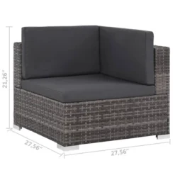 VidaXL Gray 8 Piece Patio Set - Poly Rattan Lounge With Cushions, Corner & Center Sofas, Coffee Table, And Ottoman - Indoor/Outdoor Garden Furniture -All Patio Furniture GUEST 6589215a a816 4188 b421 fa5101bd1bae