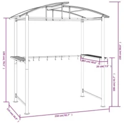 VidaXL Steel BBQ Gazebo With Side Shelves - Anthracite, Ideal For Barbeque Sessions During Sunny & Rainy Days, Durable Build 82.7"x44.9"x90.6" -All Patio Furniture GUEST 6605fd84 d6ff 4620 ba0f 8f2036ddeb61