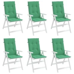 VidaXL Chair Cushion 6 Pcs Outdoor Garden High-Back Chair Cushion Green Fabric - Comfortable Foam Fiber Filling - Non-Slip Design -All Patio Furniture GUEST 662a4f17 e3b5 4026 90d0 c9e13c971d1c