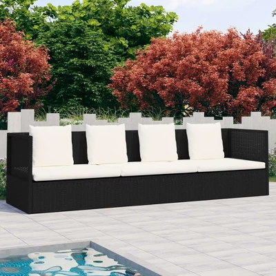 VidaXL Garden Bed Black, Cream White PE Rattan, Powder-Coated Steel 3 VidaXL Garden Bed Black, Cream White PE Rattan, Powder-Coated Steel