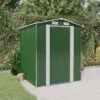 VidaXL Garden Shed Green Galvanized Steel Large Garden Shed - 75.6" X 75.2" X 87.8"