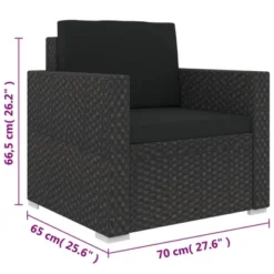 VidaXL Garden Lounge Set Black (Rattan), Black (Cushions) -All Patio Furniture GUEST 67005b3f 77dc 4d1e b870 39f09f21ab8b