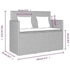 VidaXL Garden Bench Gray PE Rattan 47.2 In Removable Covers -All Patio Furniture GUEST 6723cdca aa1f 49e9 9e54 3a71cad48a98