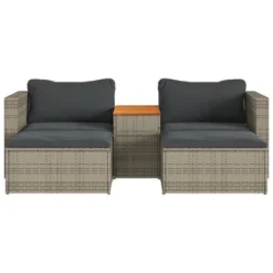 VidaXL 5-Piece Gray Poly Rattan Patio Sofa Set With Cushions - Acacia Wood Tabletop, Modular Design, Cushion Covers, Outdoor/Indoor Comfort -All Patio Furniture GUEST 67595025 6cb6 4224 bfb0 33c95b2abf75