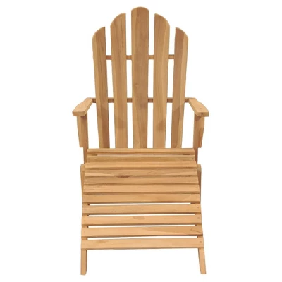 VidaXL Folding Adirondack Chair Patio Lawn Chair With Footrest Solid Wood Teak - 2 3 VidaXL Folding Adirondack Chair Patio Lawn Chair With Footrest Solid Wood Teak - 2 - Image 2