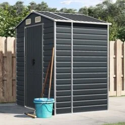 VidaXL Garden Shed Anthracite Galvanized Steel 75.2 X 51.2 X 78 In - Anthracite